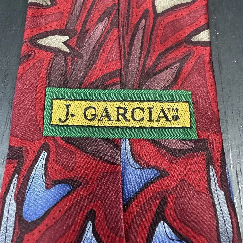 Jerry Garcia Snail Garden Red‎ Floral Silk Tie Abstract Art